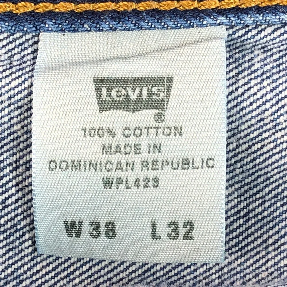 Levi Mens 501 38x32 Blue Cotton Button Fly Straight Leg Jeans